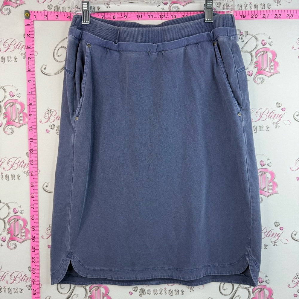 Sandwich skirt pockets Slate Blue Midi Pull-On Skirt with Side Pockets